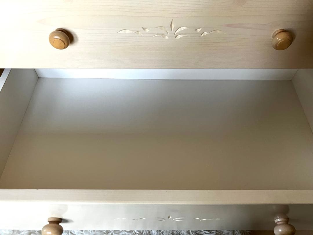 【送料込み】ニトリ　ハイチェスト 引き出し6段　ホワイト　レール付き