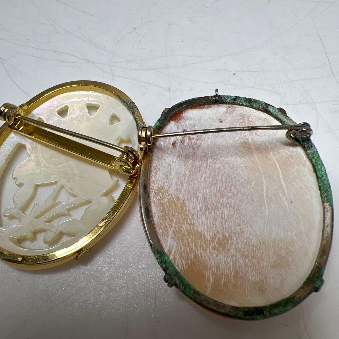 本シェルカメオ、ストーンカメオ上手物　タエチ　44g 東里8-0108☆2F