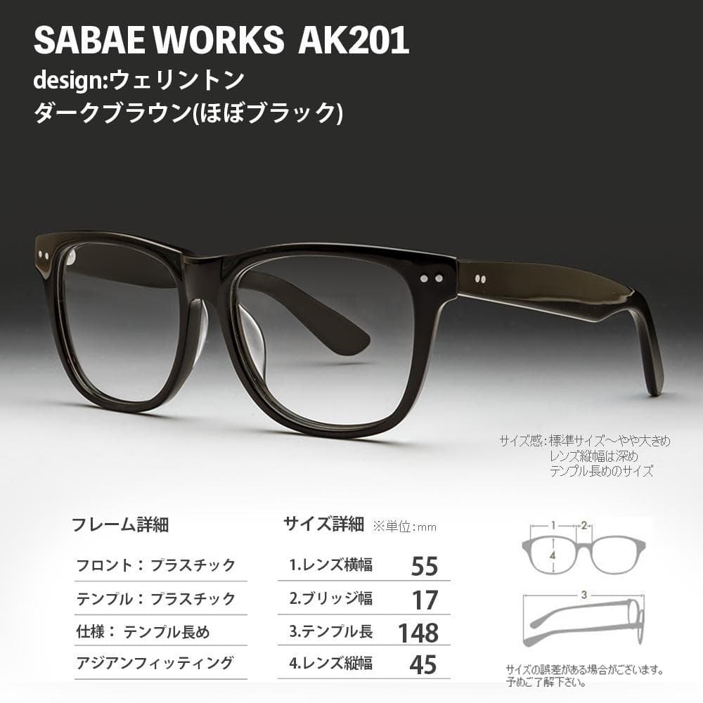 遠近両用メガネ (老眼 +1.00) 鯖江メガネ ヴィンテージ AK201 新品
