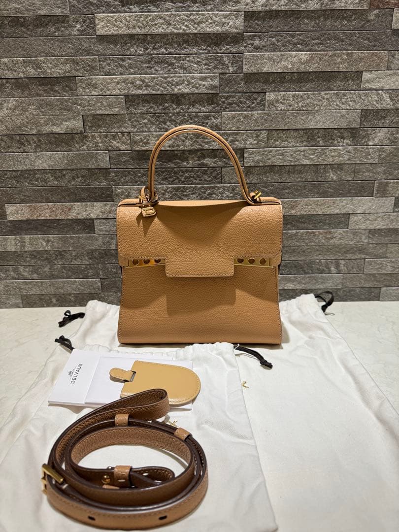 【美品】【安心鑑定】デルヴォー タンペートPM クリスピーカーフ ベジタル