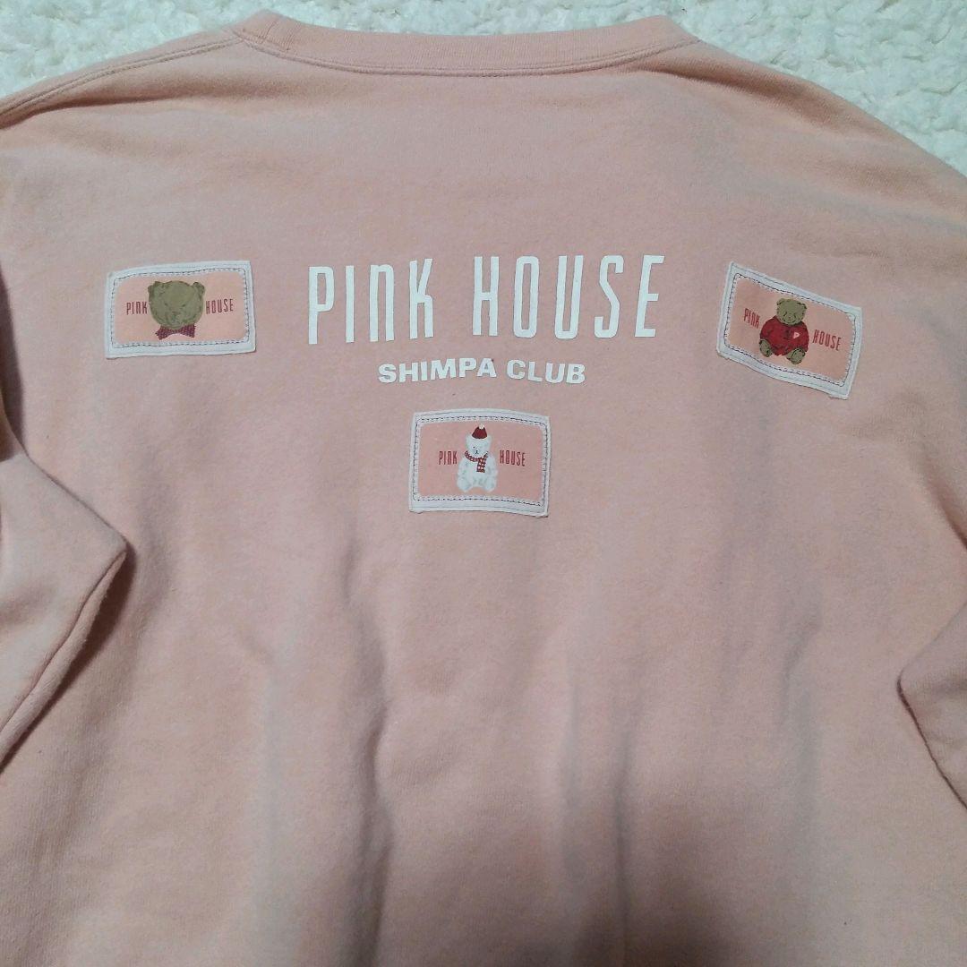 【ピンクハウス】レトロ　トレーナー 前後ワッペン　可愛いクマさん　Lサイズ