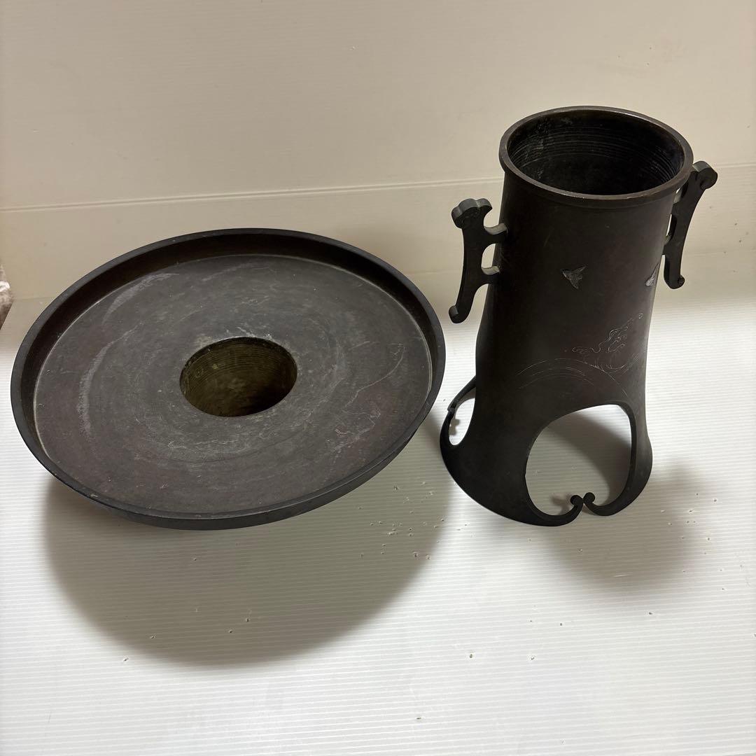 年代物 古董品 唐銅作物 金銀象嵌