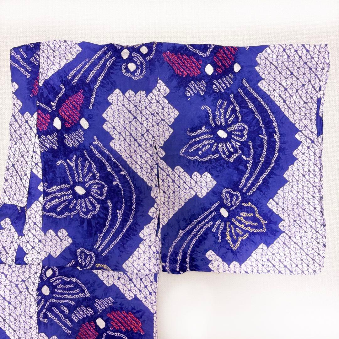 絞り浴衣　青紫　蝶々