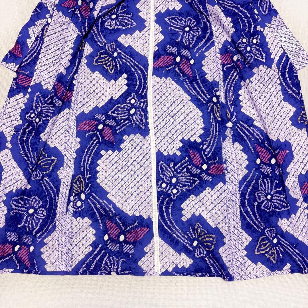 絞り浴衣　青紫　蝶々