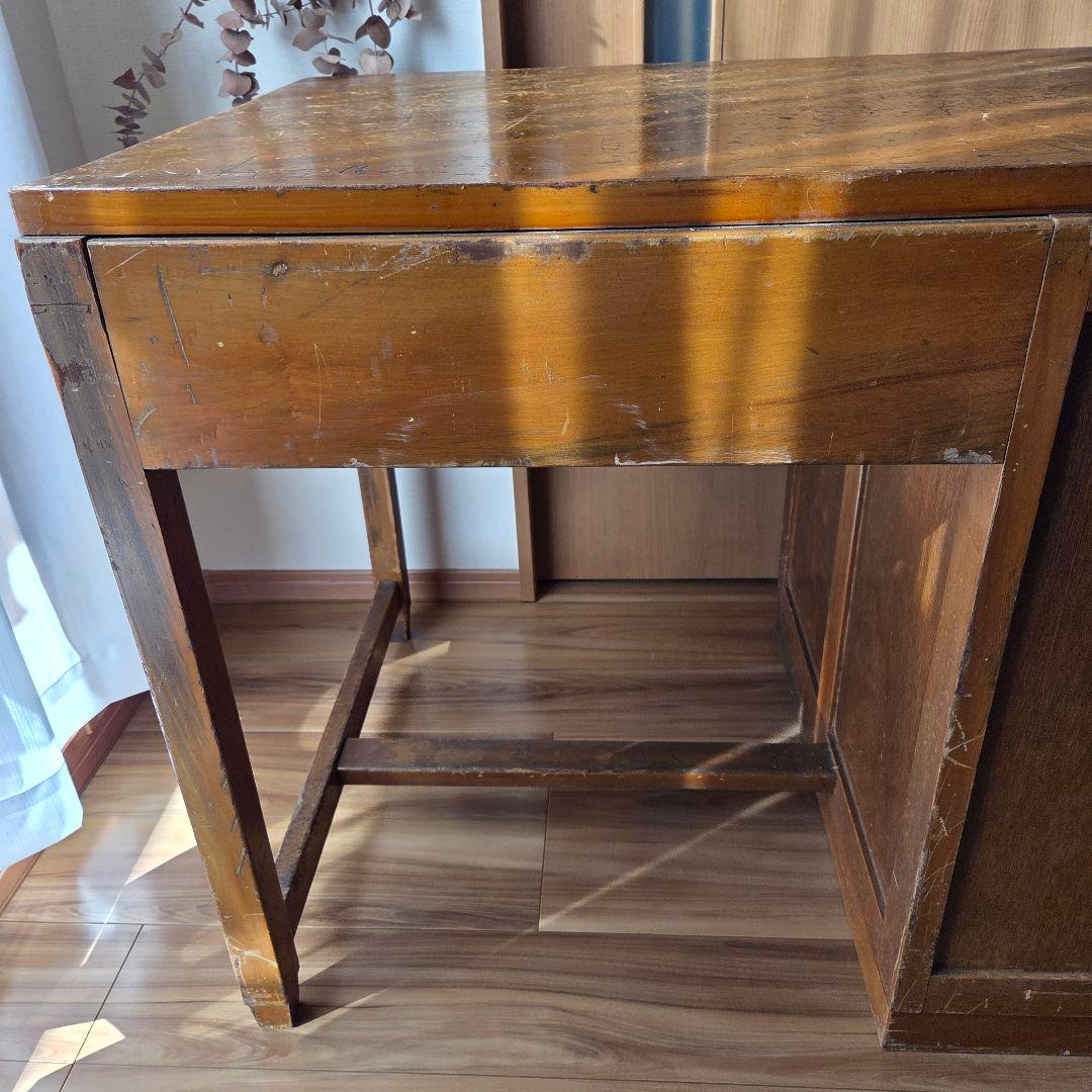 片袖机　左袖　アンティーク　作業台　什器　デスク　無垢　古家具　インテリア
