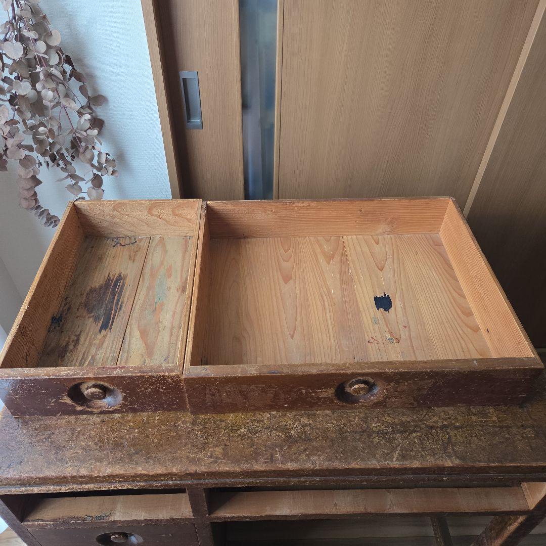 片袖机　左袖　アンティーク　作業台　什器　デスク　無垢　古家具　インテリア