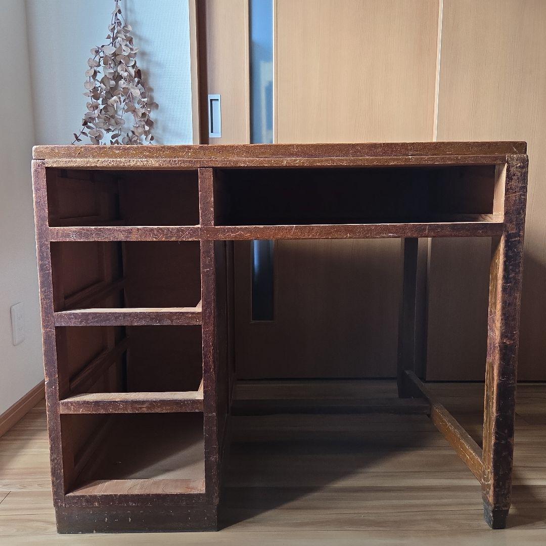 片袖机　左袖　アンティーク　作業台　什器　デスク　無垢　古家具　インテリア