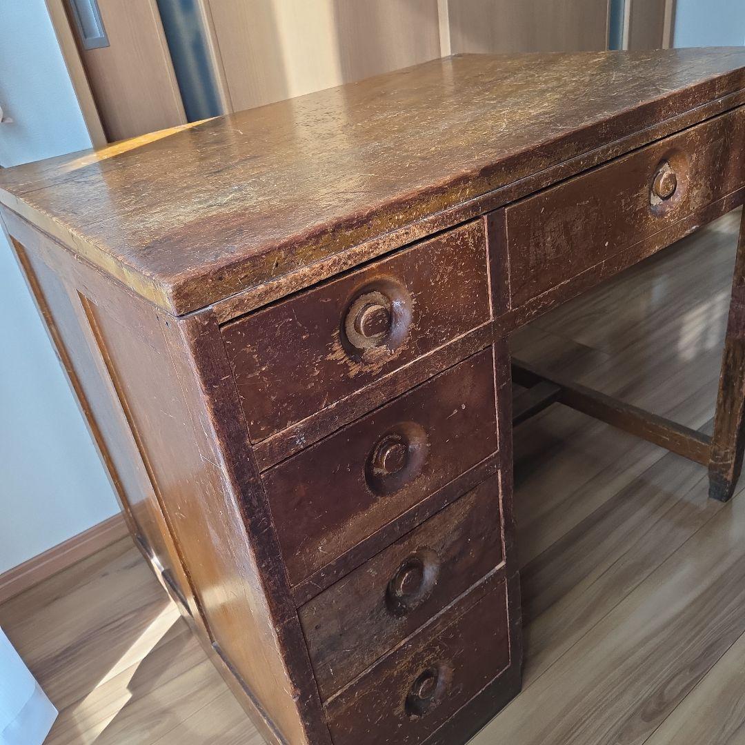 片袖机　左袖　アンティーク　作業台　什器　デスク　無垢　古家具　インテリア