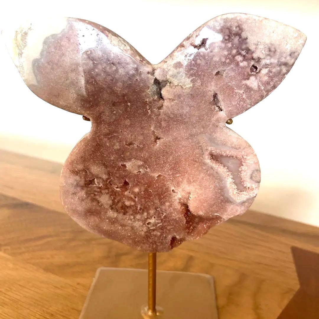 ブラジル産　ピンクアメジスト　バニー　うさぎ　干支　スタンド付き