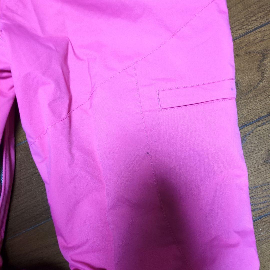 【美品】ROXY　スノボウェア　上下セット　L　総柄　羽根　フェザー　ピンク