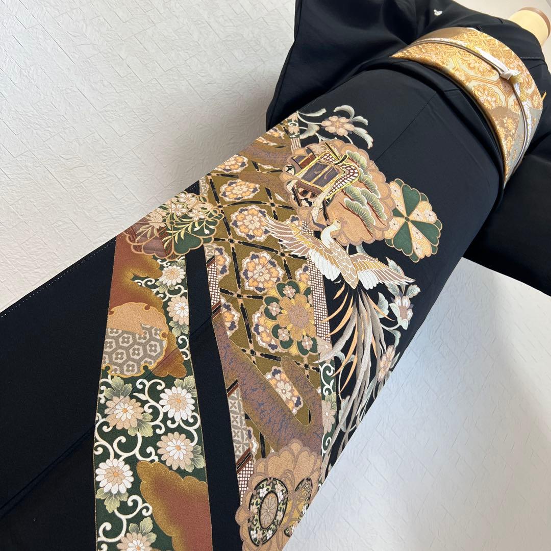 478 黒留袖フルセット 正絹 違い鷹の羽 御所車 鳳凰 松坂屋 高級 結婚式