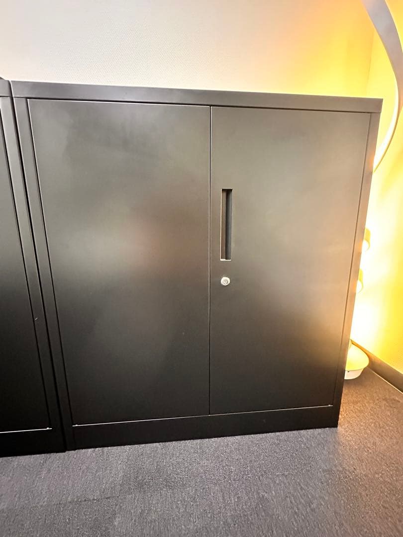 スチールキャビネット 鍵付き 1台 ブラック オフィス収納