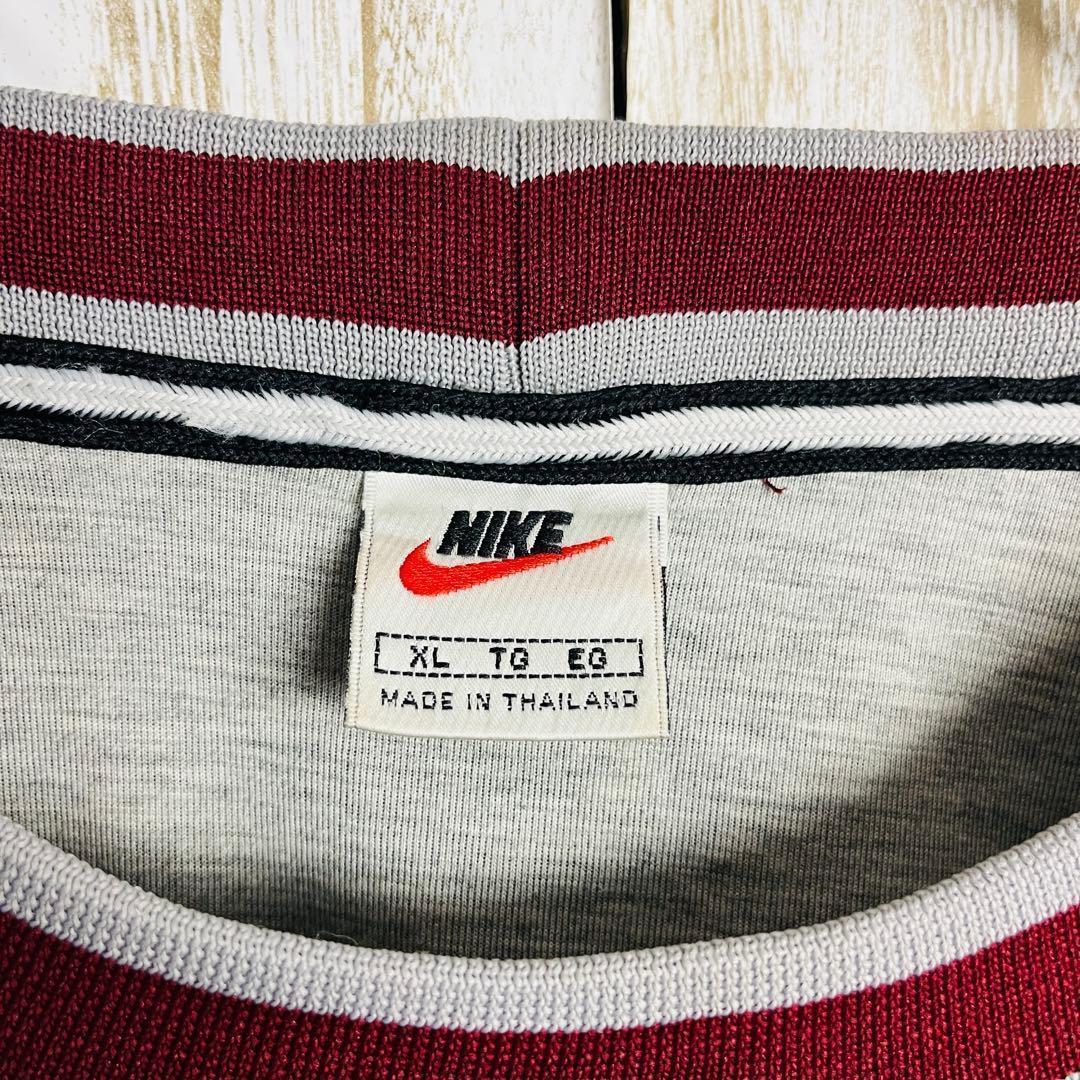 【希少デザイン】ナイキ☆刺繍センタースウッシュロゴスウェット 銀タグ ゆるだぼ