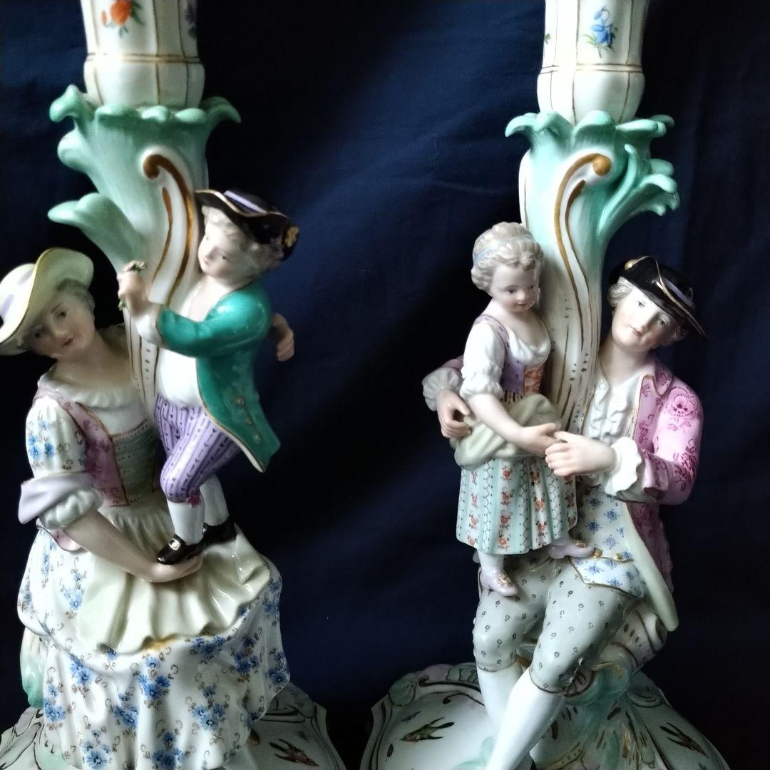 ✤1924年以前マイセンのキャンドルスタンド✤『恋人紋(1対)』