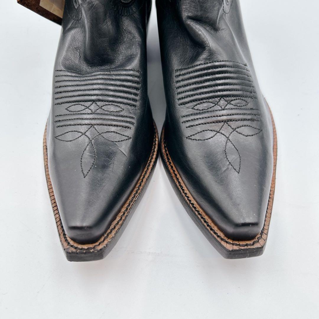 未使用タグ付✨Tony Lama トニーラマ　 ウエスタンブーツ 刺繍　黒　7B