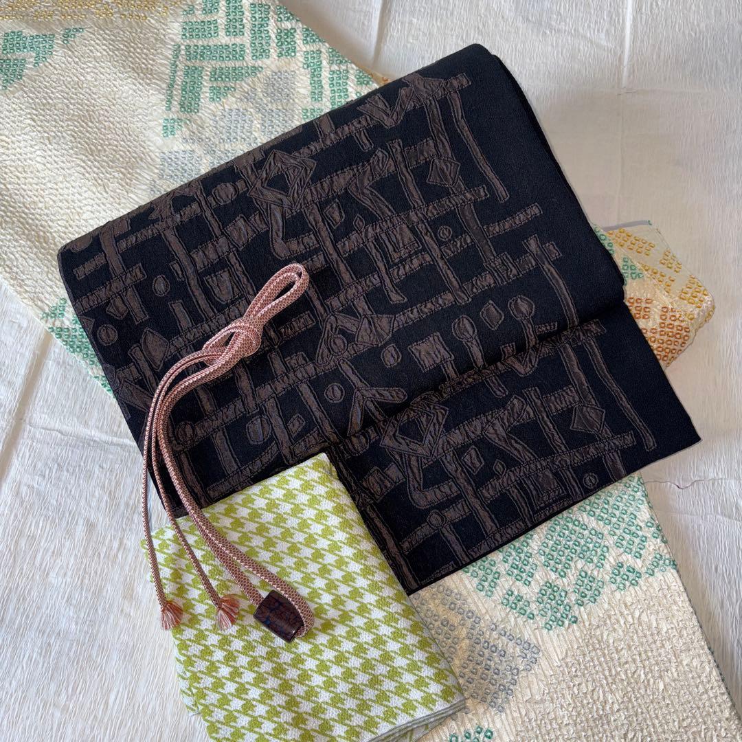 ❤️袷正絹小紋　クリームyellowの￼総絞り　　新品畳紙付き