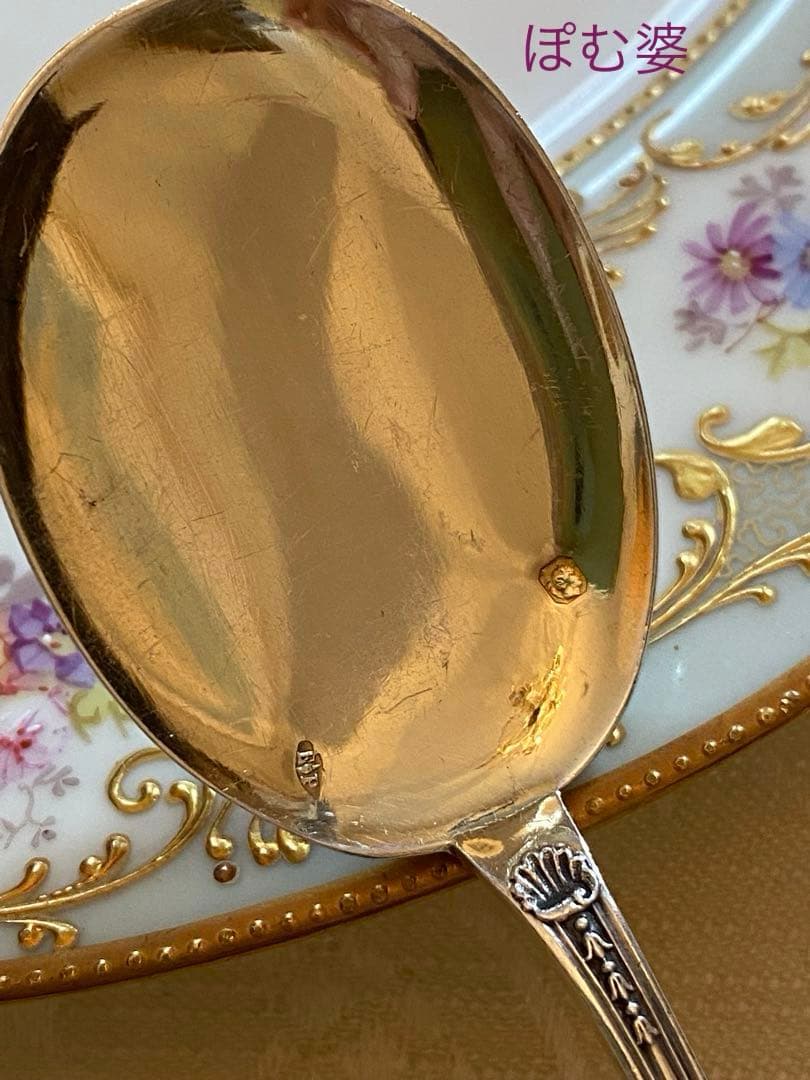 【ピュイフォルカ】純銀／アイスクリームスプーン／ポンパドール※彫有り２＋無し１