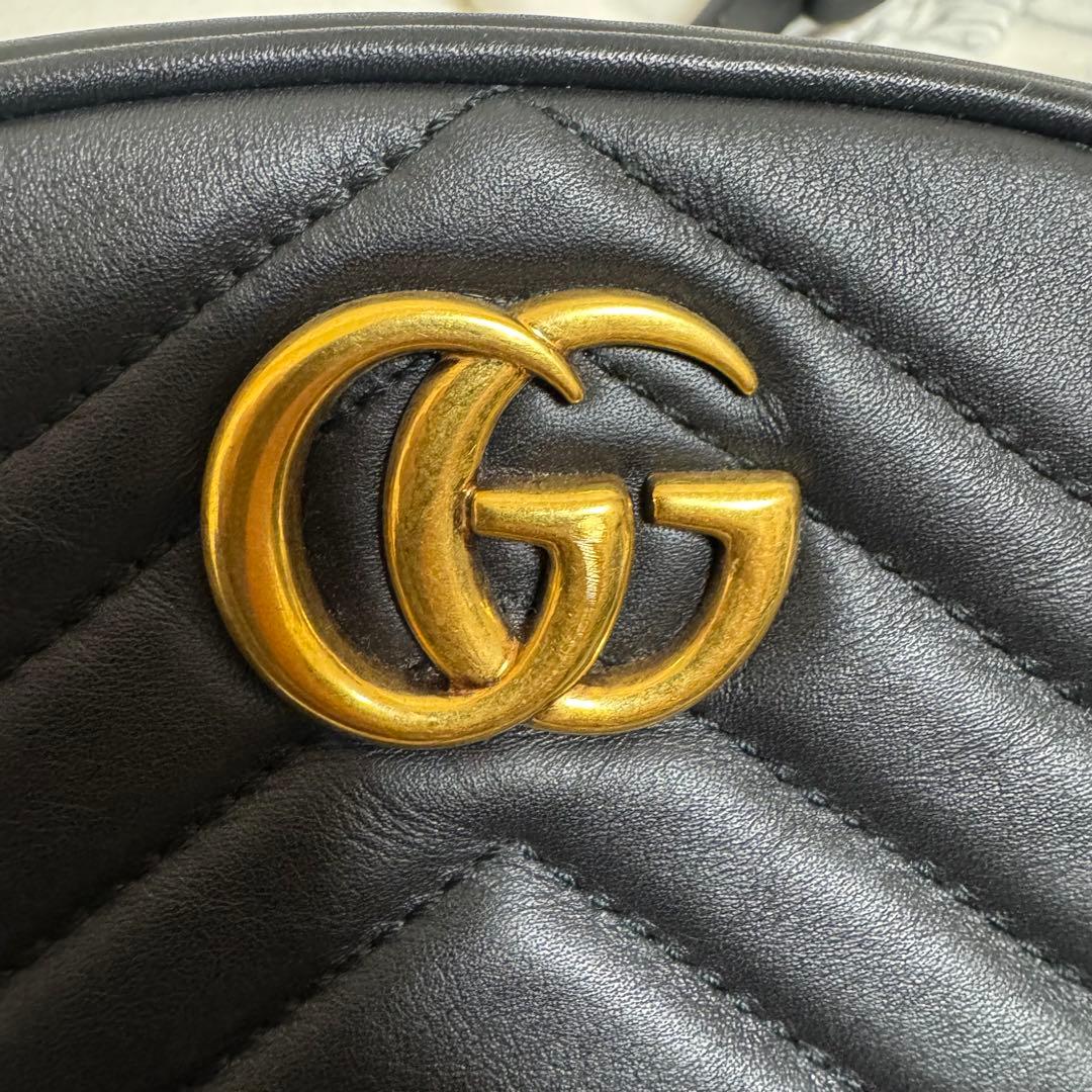 【美品】GUCCI グッチ ウエストポーチ マーモント レザー ブラック 正規品