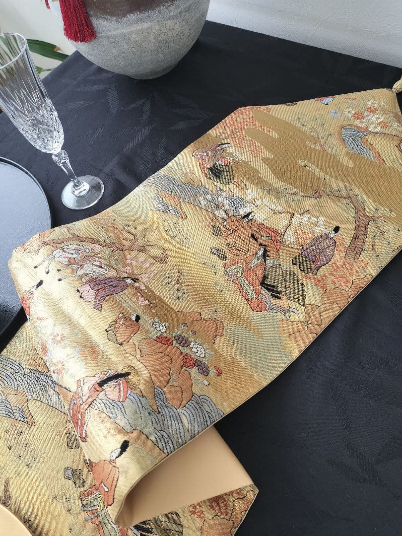 A876★逸品‼️全通帯‼️豪華刺繍‼️テーブルランナー2m12cm