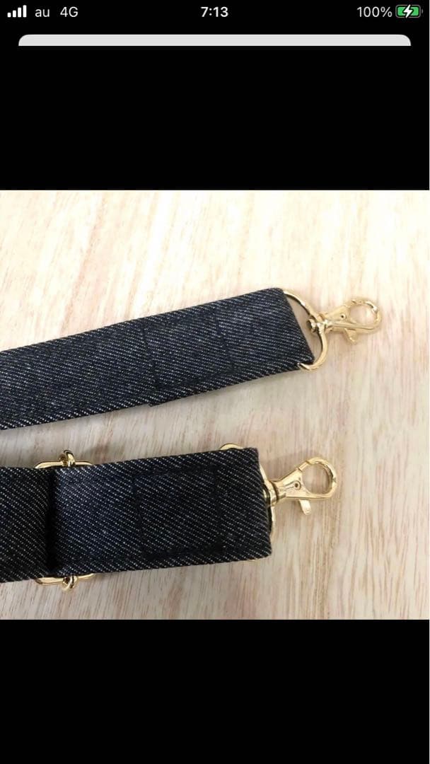 ACHACO　トートバッグ　ハンドメイド　ブラック　ゴールド【新品デニム】