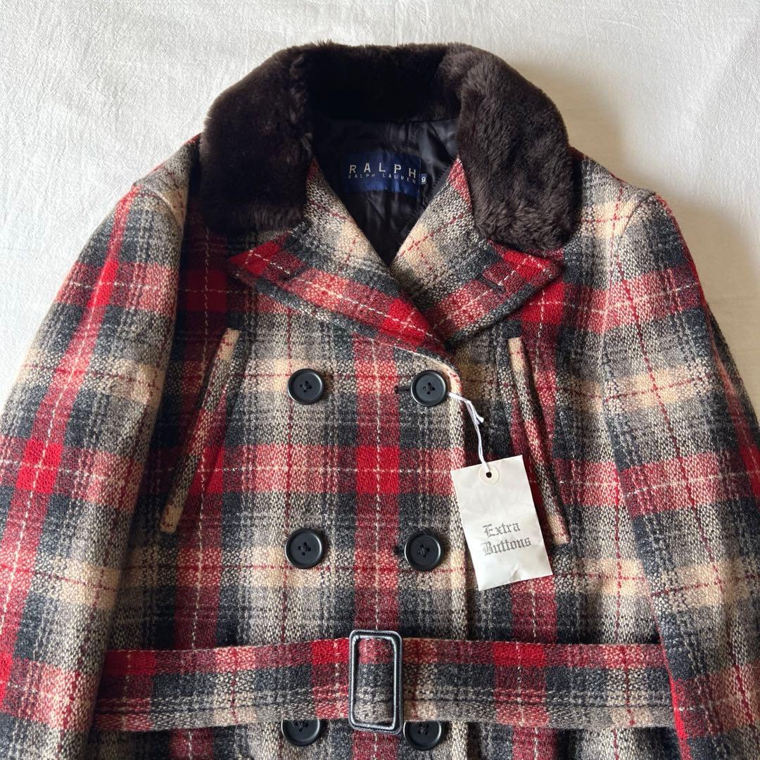 【極美品】RALPH LAUREN ウールコート チェック ダブル ベルト付き