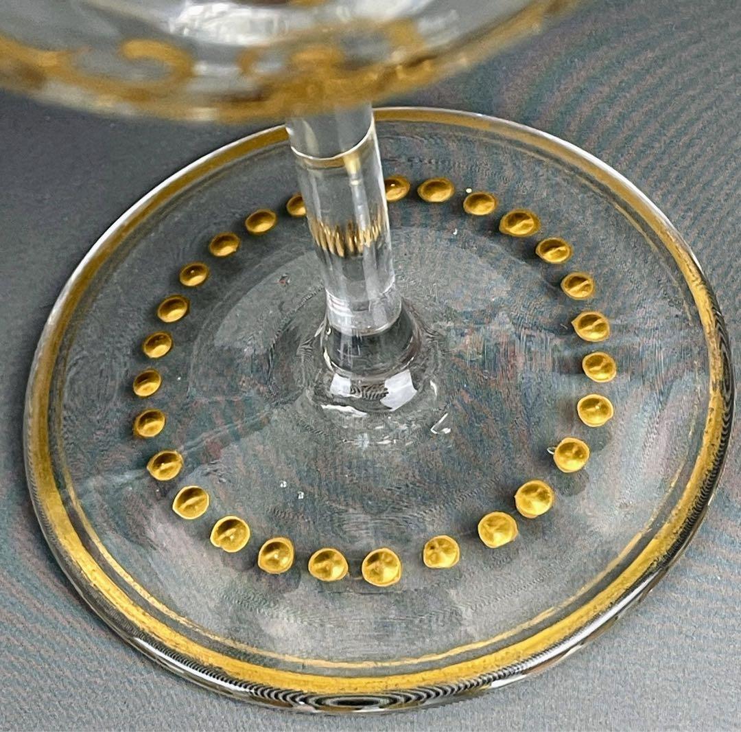 ボヘミアンガラス 盛上金彩 エナメル彩 ワイングラス ボヘミア グラス 金盛り