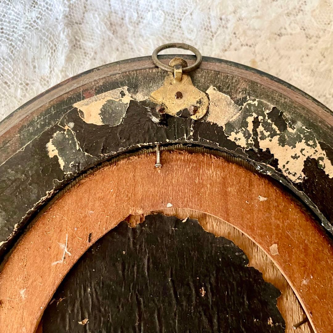 2人の天使のメダイヨン エンジェル フランスアンティーク エクリュ　フレーム