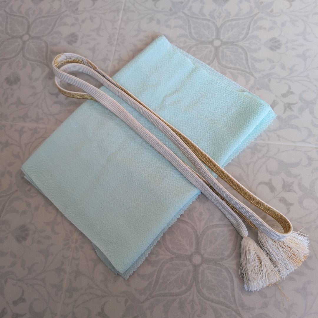 訪問着　フルセット　着物　正絹　ミントグリーン桜梅紅葉　金　落款　祝い事　C1