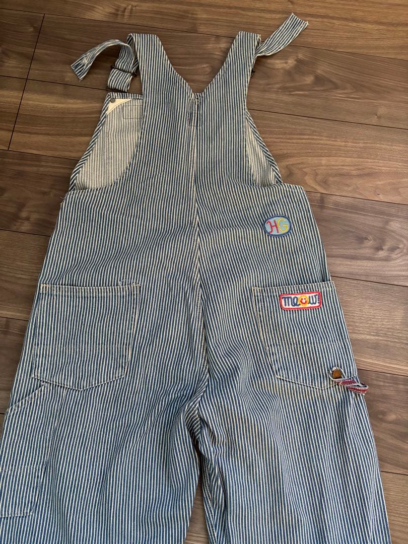 ビンテージヒステリックグラマーヒッコリーオーバーオール刺繍ワッペンストライプ