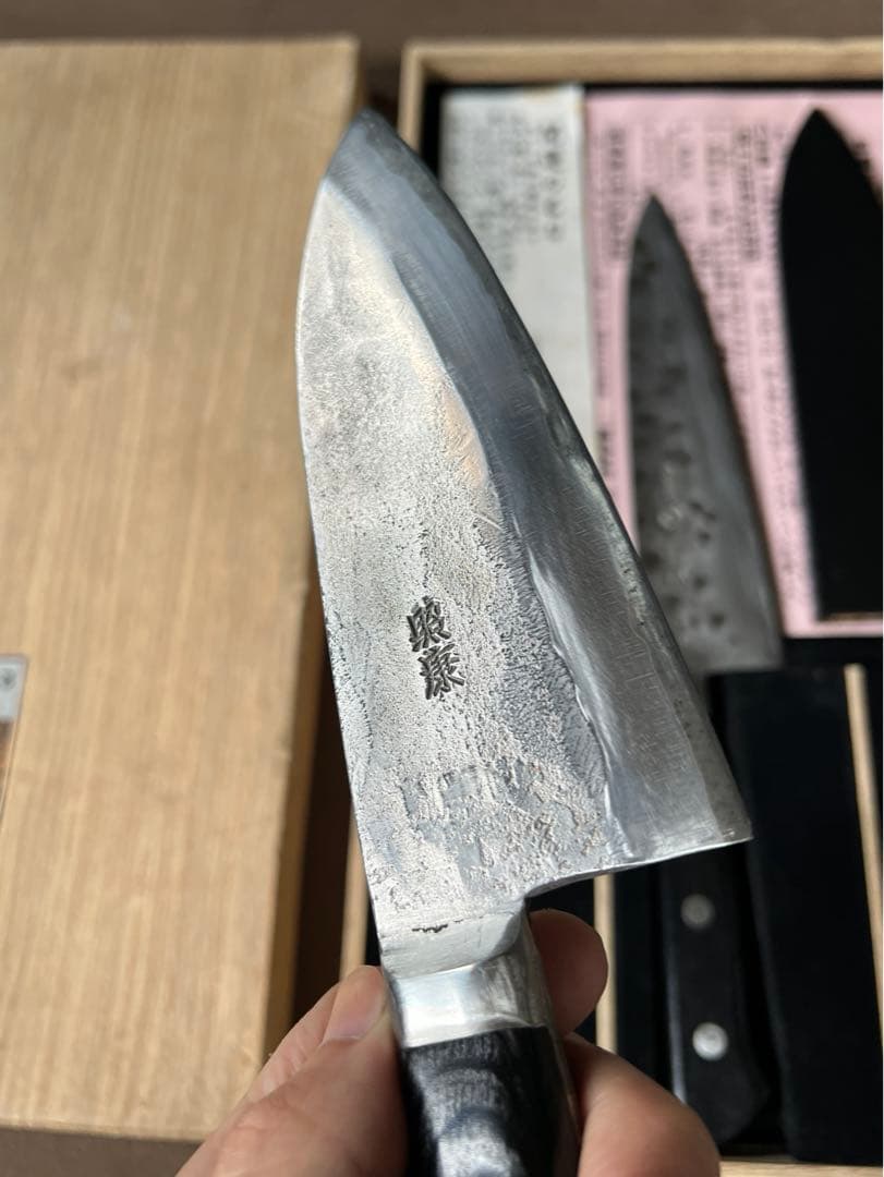 出刃包丁藤原照康ー杉本ー鍔屋-3本セット木鞘付き