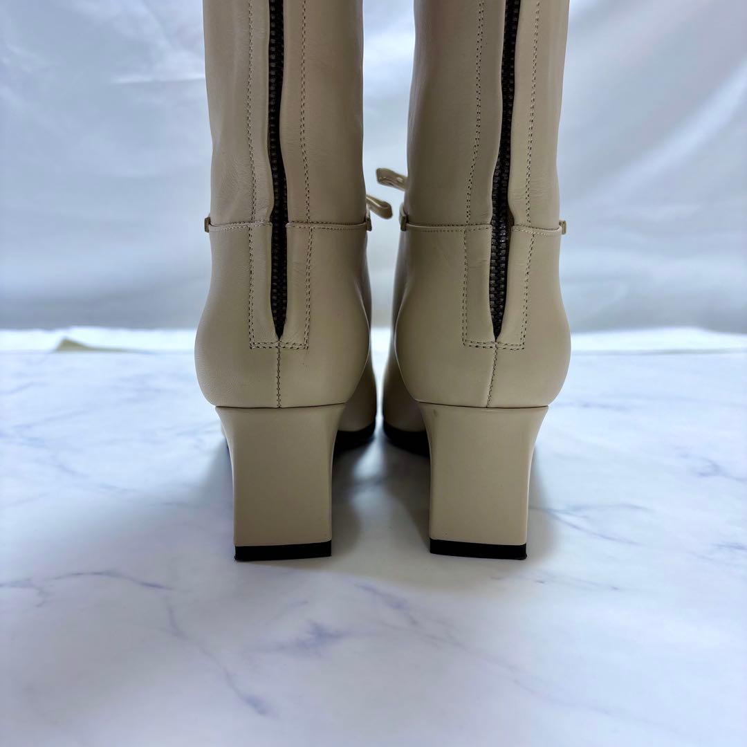 極美品 Loro Piana レザー ロングブーツ 23cm ベージュ 本革