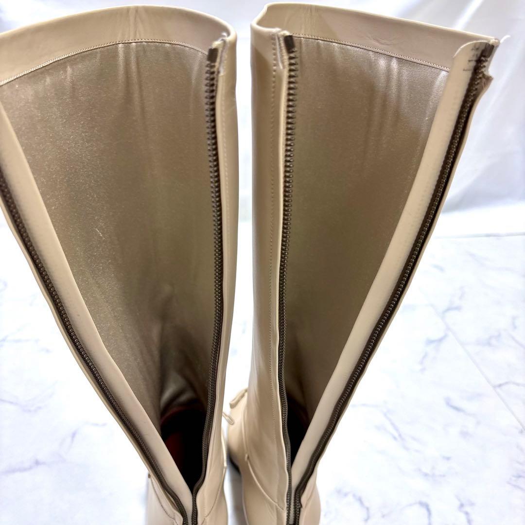極美品 Loro Piana レザー ロングブーツ 23cm ベージュ 本革
