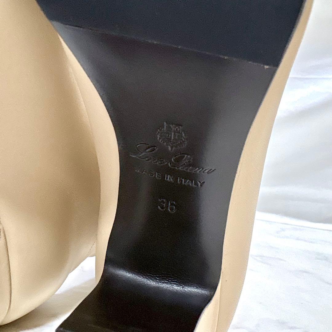 極美品 Loro Piana レザー ロングブーツ 23cm ベージュ 本革