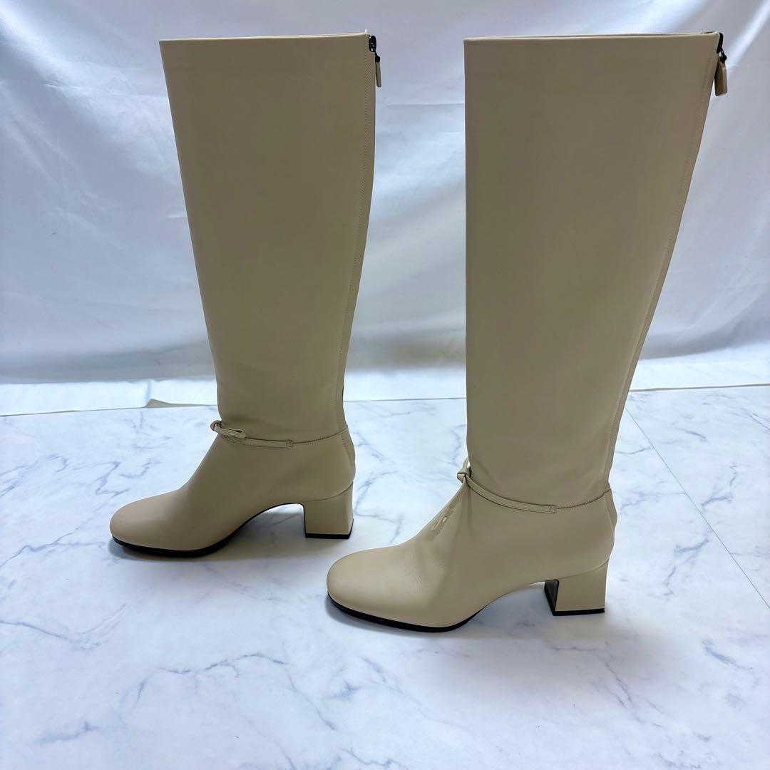 極美品 Loro Piana レザー ロングブーツ 23cm ベージュ 本革