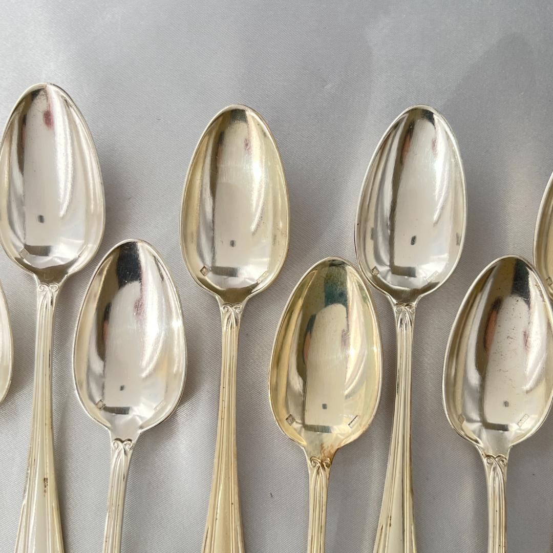 【仏蘭西】 レリーフ コーヒースプーン 12本【シルバープレート】アールヌーボー