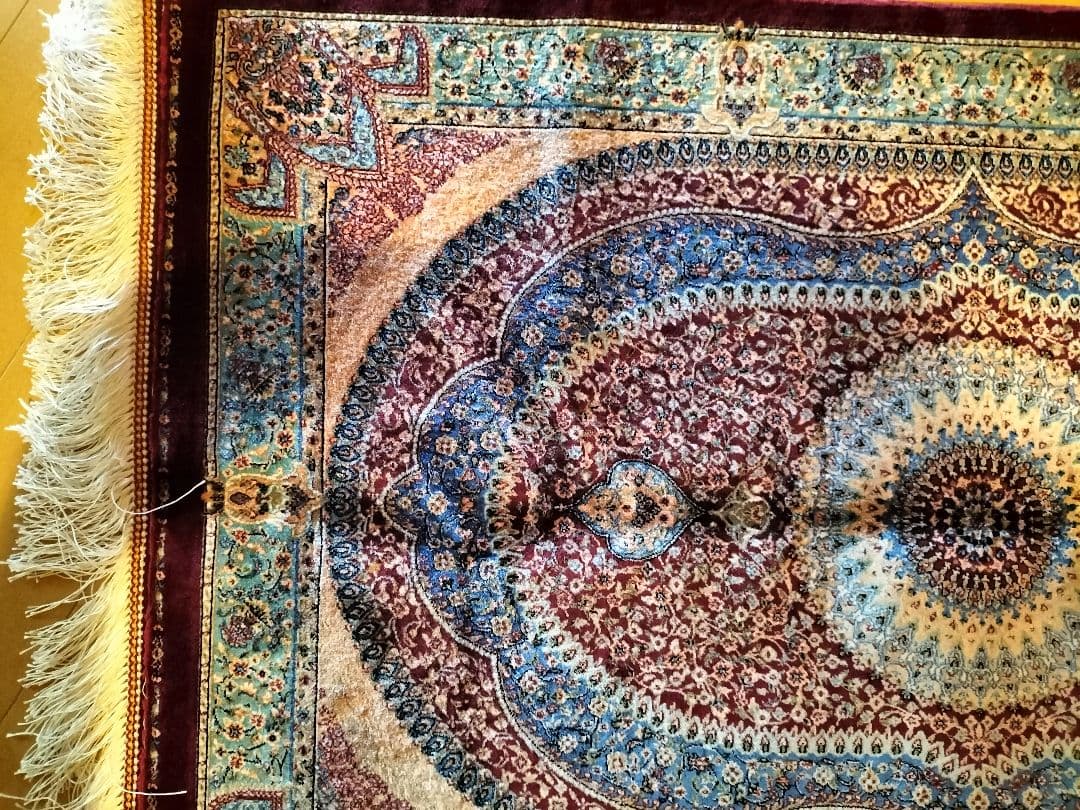 最後1品のみ展示品ペルシャ絨毯クムシルクカーペット玄関マット