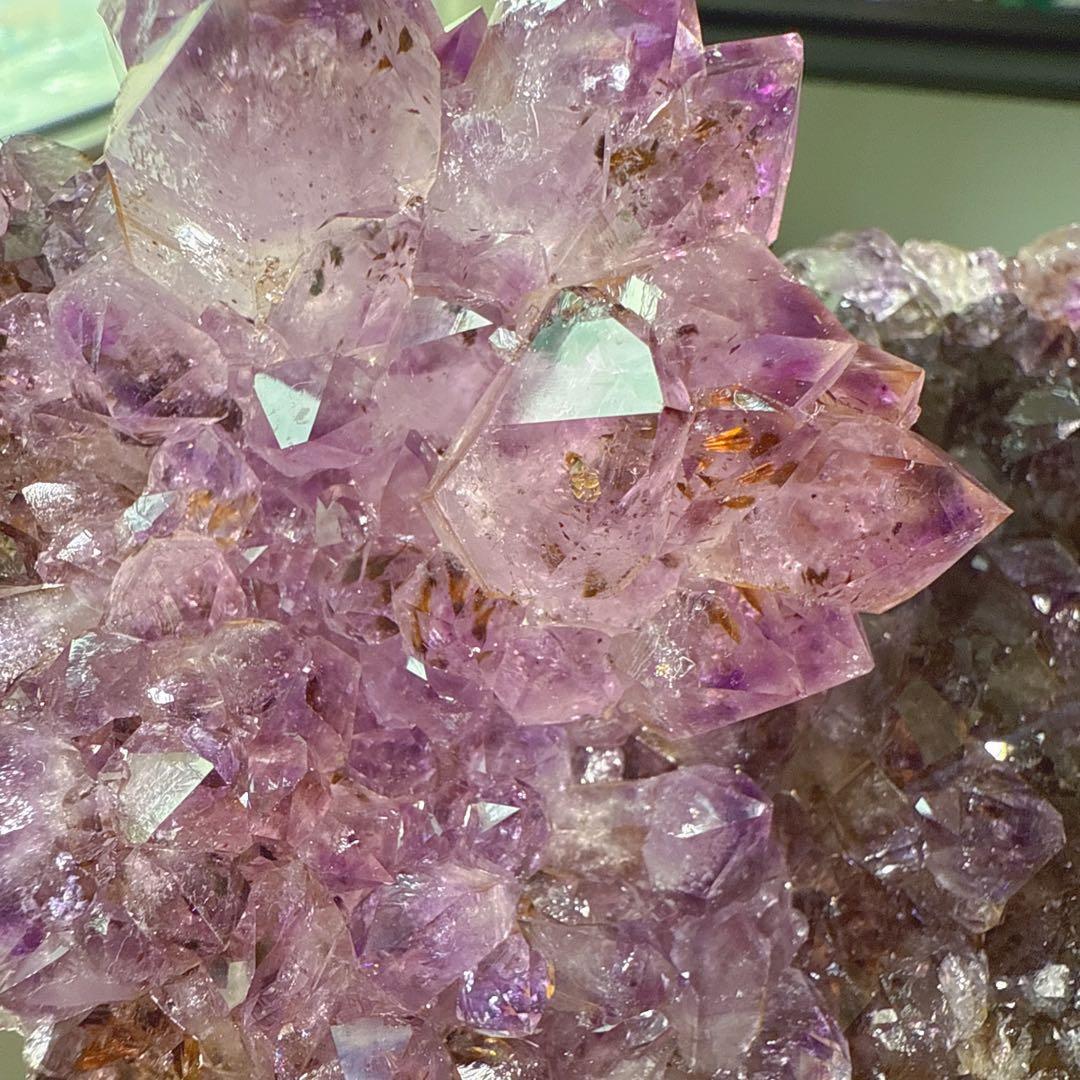 天然石タイチンルチルクォーツ共生アメジストの原石　置物　鉱物NO.011408