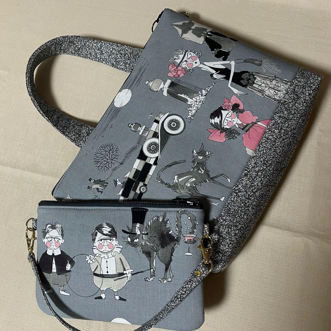 ♡ガストリー家族の再会グレー系で2個♡ハンドメイド　アレキサンダーヘンリー