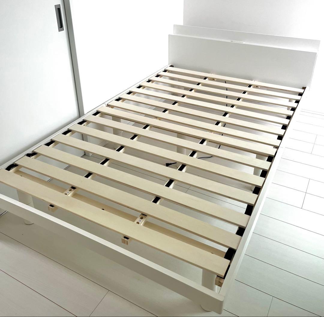 【美品】RASIK 高さ調整可能 パイン材 すのこベッド ホワイト セミダブル