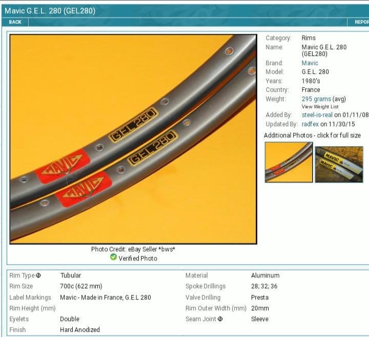 【80s☆フランス製】MAVIC G.E.L280 ガンメタ 32h
