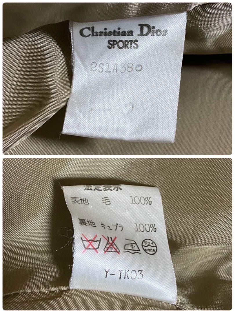 【美品】クリスチャンディオール ハーフコート チェック イエロー×グレー M