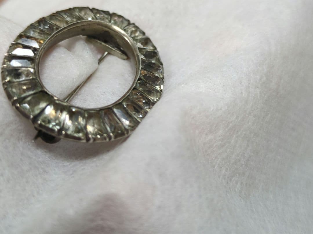 アンティーク　ジョージアン　オーバル　ペースト　ガラス　ブローチ