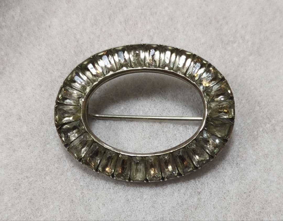 アンティーク　ジョージアン　オーバル　ペースト　ガラス　ブローチ