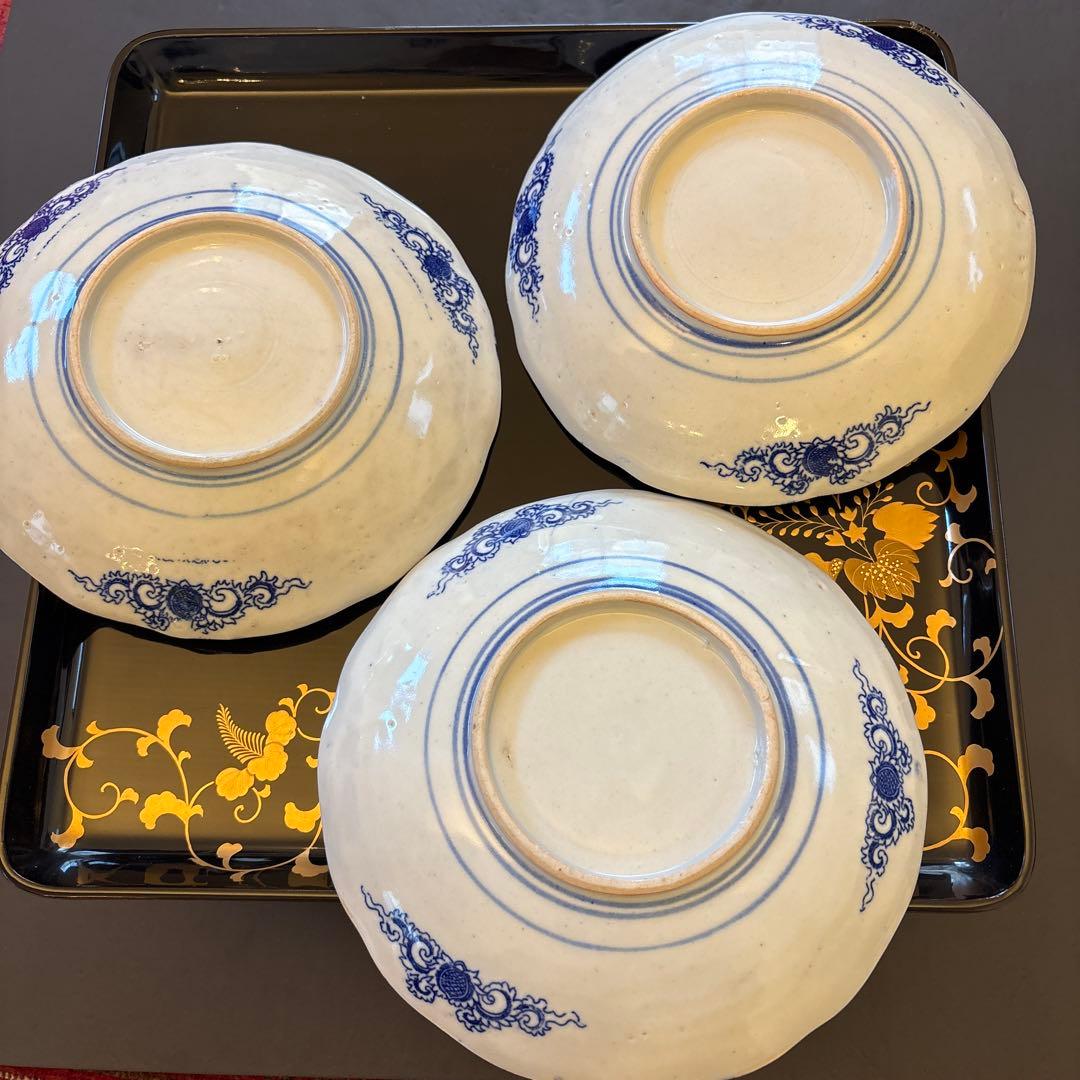 ★古伊万里★色絵　青絵　染付　骨董　7枚　中皿　アンティーク 印判　 正月