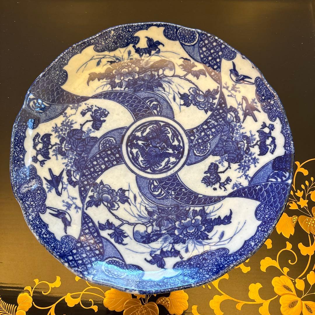 ★古伊万里★色絵　青絵　染付　骨董　7枚　中皿　アンティーク 印判　 正月