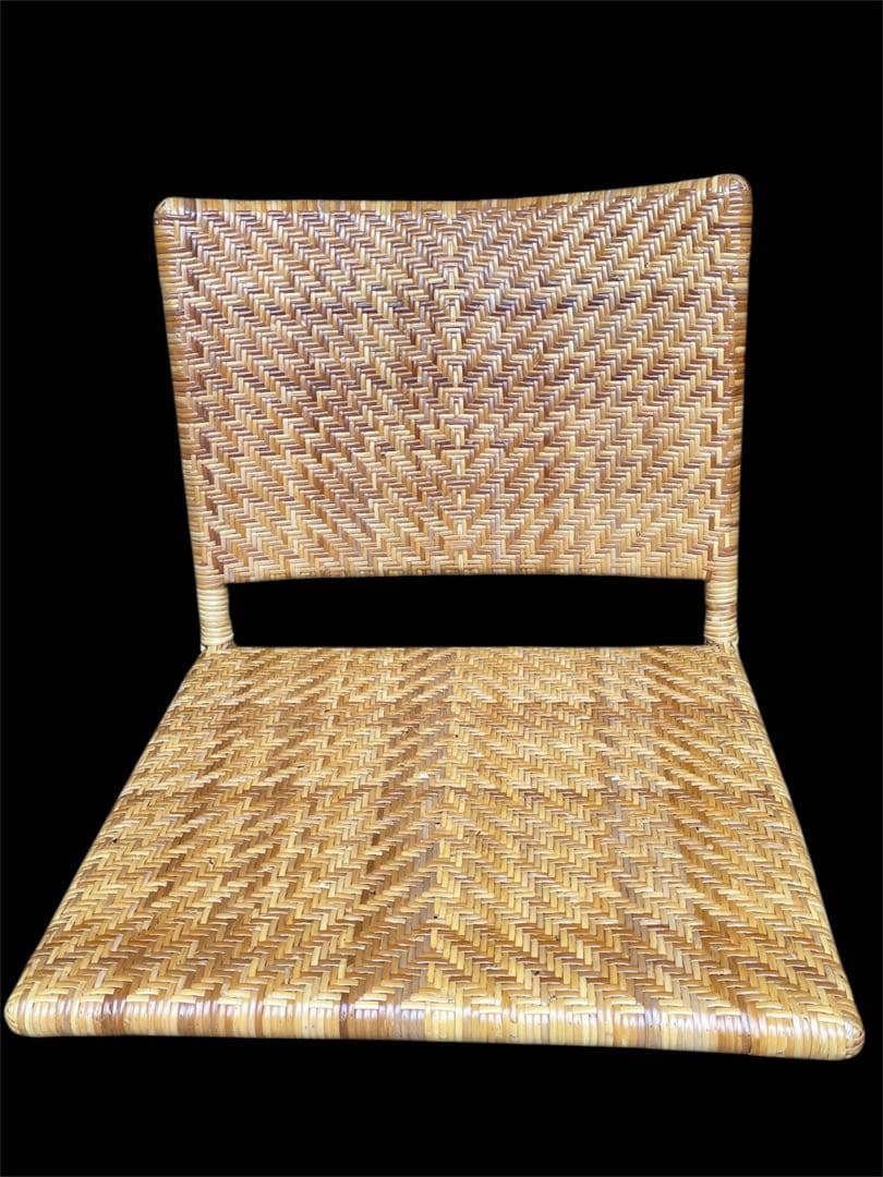 山川ラタン 天然籐編み 座椅子 2点セット ナチュラル 皇室御用達 傷防止カバー