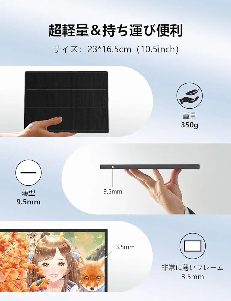 ✨新品✨モバイルモニター 10.5インチ 小型モニター FHD1280P ゲーム