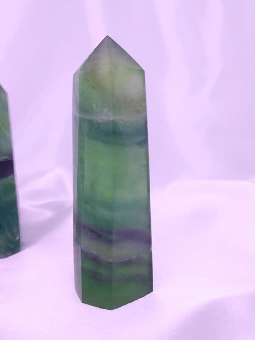 グリーン フローライト　ポイント　3本 セット　フェザー　蛍石　蛍光