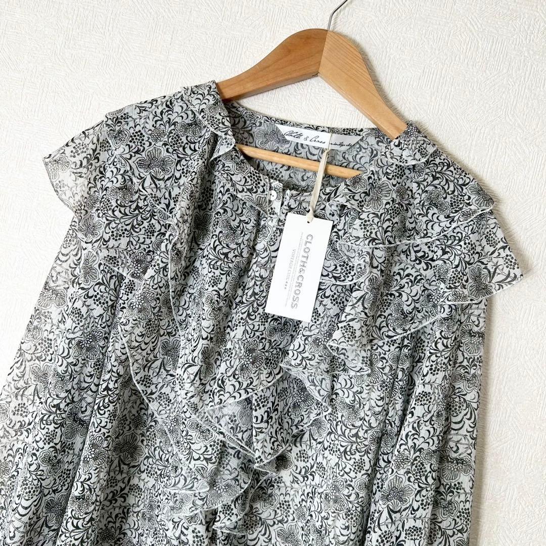 タグ付 定価3万 cloth&cross 楊柳サラサpt ラッフルフリルブラウス