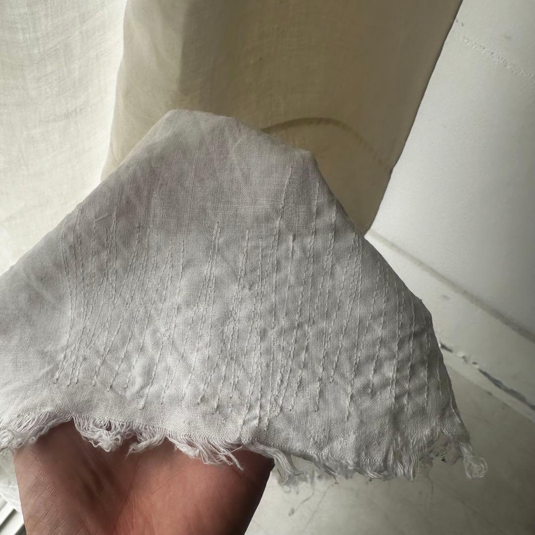 古道具/大判白磁リングの古布カーテン　幅165㎝×丈200㎝